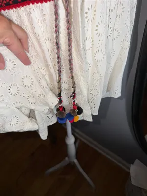 Zara White Eyelet Tunic with Red Multicolor Embroidered Yoke thumbnail 4