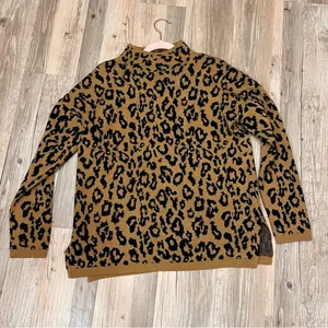 Philosophy Sweater Women’s Mock Neck Leopard Print Oversized sz Small thumbnail 4