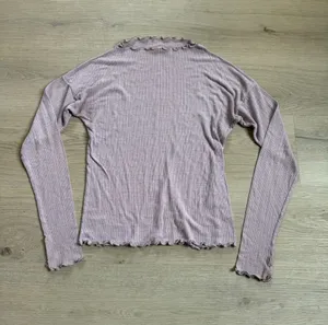 Free People purple ribbed mock neck lettuce edge long sleeve top balletcore chic thumbnail 1