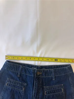 Old Navy Dark Indigo Wide-Leg Patch Pocket Jeans thumbnail 6