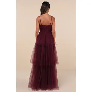 Lulus Unforgettable Poise Maxi Dress Women's XS Plum Purple Tulle Tiered NWT thumbnail 2