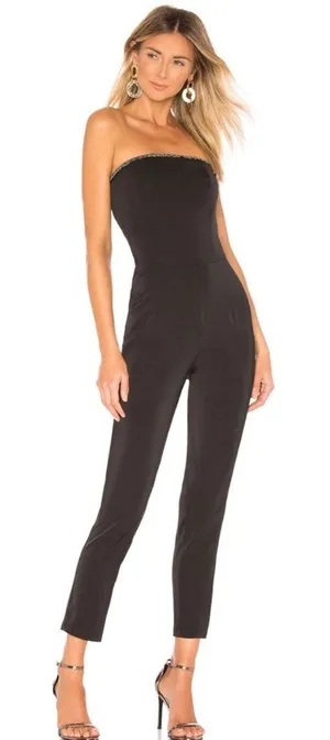 Revolve About Us Allison Beaded Strapless Jumpsuit NWT Medium *FLAW* thumbnail 1