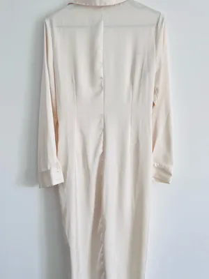 Women's Cream Button-Front Ruched Shirt Dress thumbnail 3