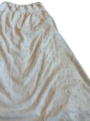 Free People Cream Eyelet Midi Skirt Strapless Dress Crocheted Trim Size Small thumbnail 4