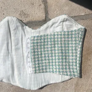 NWT Zara Checkered Tweed Corset Top‎ thumbnail 3