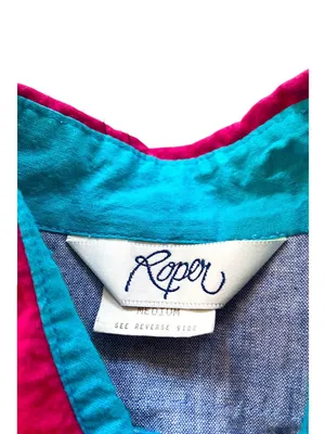 Roper Embroidered Western Shirt Blue Size M Rodeo Southwestern Vintage Cowgirl thumbnail 3