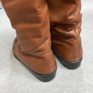 Vintage LL Bean Womens 7 M Tall Tan Brown Soft Leather‎ Riding Lace Boots Canada thumbnail 7