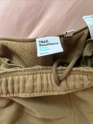 Aritzia TNA Sweatfleece Cozy Fleece Mega Fit Olive Green Joggers XS thumbnail 3