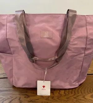 Esvan Pink Mauve Large Tote Bag Shoulder Purse Zip Top Multi Pocket NWT thumbnail 1