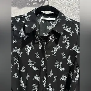 NWT Abercrombie & Fitch Black Floral Mini Shirt Dress Long Sleeve Size XS y2k thumbnail 4