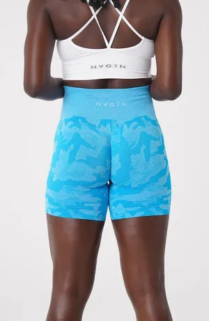 NVGTN Camo Seamless Shorts Caribbean Blue thumbnail 1