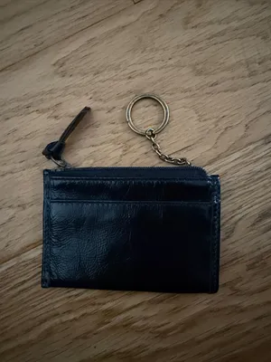 Coach Black Leather Key Ring Card Holder thumbnail 2
