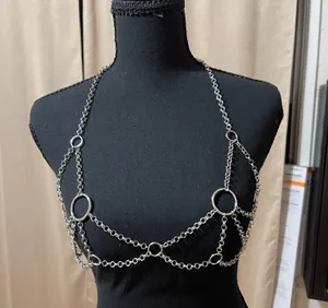 Sliver chain ring bra harness Silver thumbnail 1