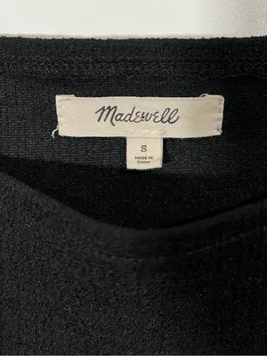 Madewell Crepe Square Neck Puff Sleeve Top in Black Size Small thumbnail 3