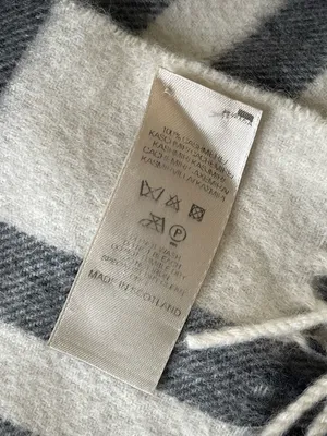 Burberry Cream Plaid Cashmere Scarf with Black and Burgundy Stripes thumbnail 9