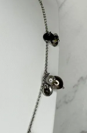 Chico's Cluster Beaded Pendant Silver Tone Long Necklace ✨ thumbnail 10