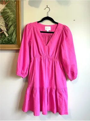 Lilly Pulitzer Deacon Mini Dress Pink 3/4 Sleeves Womens 2 Whimsy Preppy thumbnail 2