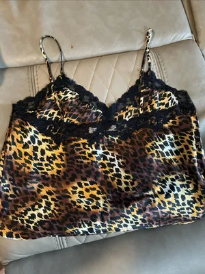 Victoria's Secret Leopard Print Satin Sleep Shorts in Brown and Gold thumbnail 8