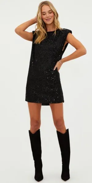 Beach Riot Mirabel Sequin Dress Black Festival Stage Coach Womens Size S thumbnail 1