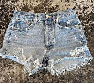 Agolde Light Washed Distressed Button Fly Cutoffs 3" Inseam Size 24 thumbnail 1
