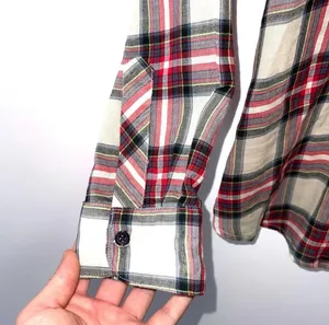Rails Flannel Button Down Shirt Cream & Red Plaid thumbnail 5