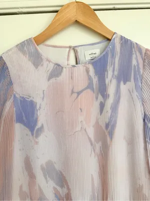 Aritzia Wilfred Daydreamer Pastel Flowy Mini Dress Long Sleeve Size S Lavender thumbnail 3
