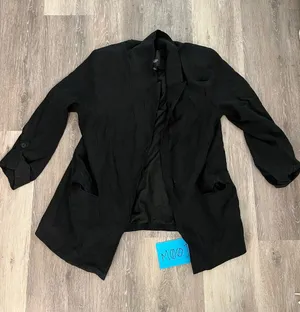 Simply Vera Wang Womens XL Black Draped Open Front Boyfriend Blazer 3/4 Sleeve thumbnail 1