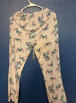 Disney Lilo & Stitch Pajama Pants Gray All Over Print Lounge Bottoms‎ S (B) thumbnail 1