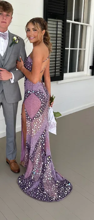 Purple ashley lauren prom dress thumbnail 1