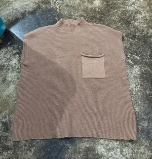 Shein Brown Mock Neck Sweater Vest thumbnail 1