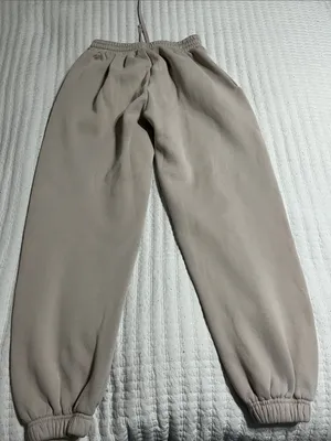 White Fox Boutique Beige Sweatpants with Light Blue Logo thumbnail 3