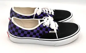 Vans Customs Shoes Womens 8.5 Mens 7 Black Purple Low Top Checkerboard Sneakers thumbnail 1