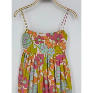S/W/F En-Flowered Midi Dress Medium Pink‎ Floral Retro Mod Boho Sundress Cotton thumbnail 5