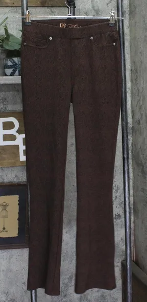DG2 by Diane Gilman Ponte Mini Flare Skinny Pull On Pants Brown Snake Print XS thumbnail 1