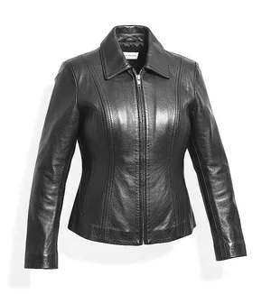 Jones New‎ York Black Leather Zip Front Collared Jacket Women's Medium thumbnail 1