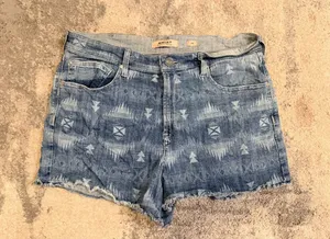 Ariat Blue Tribal-Print Denim Cutoff Shorts thumbnail 1