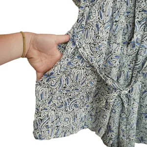 Anthropologie Blue Floral Modal Mini Romper Flutter Sleeve Belted Pockets Small‎ thumbnail 6