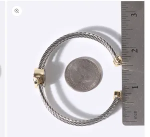 Cross Detail Twisted Double Wire Cuff Bangle Bracelet Silver thumbnail 8