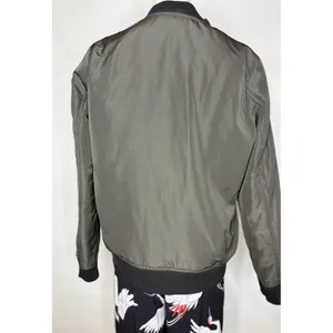Olivia Grey Olive Green Bomber Jacket Womens Small Utility Flight Coat Ribbed S thumbnail 5