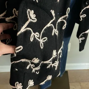 Vintage Y2K Focus by Shani Black Floral Embroidered Wool Blend Jacket XL thumbnail 6