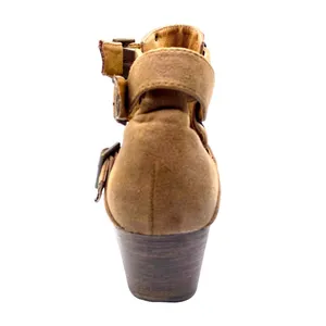Coconuts by Matisse Steampunk Ankle Booties Size 7.5 Buckle Boots Block Heel Light Brown Western thumbnail 7