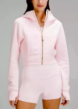 Lululemon Strawberry Milkshake Scuba Full-Zip Cropped Hoodie Gold thumbnail 1