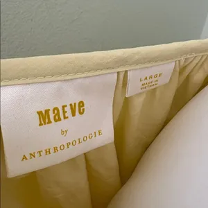 ANTHROPOLOGIE Maeve Short Sleeve Bubble Tiered Top Yellow Off The Shoulder Top L thumbnail 6
