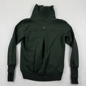 Aloha Island ALO Yoga Haze‎ Funnel Neck Sweatshirt Green Speckled Turtleneck Thumbholes XS thumbnail 5