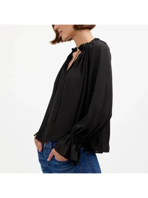 Madewell Long-Sleeve Tie-Neck Top thumbnail 3