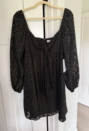 NWT Amanda Uprichard Danie Black and Gold Long Sleeve Dress NEW‎ Ravena thumbnail 1