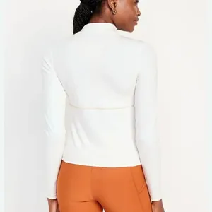 Old Navy Ultralite Mock-Neck Top Color Creme De La Creme structured long sleeve thumbnail 3