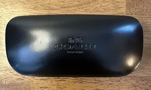 Coach New York Black Hardshell Clamshell Eye Glass Case Leather Velvet Lining thumbnail 1