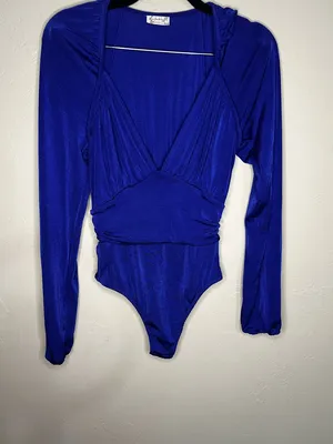 Intimately Free People Revolve In Your Arms Royal Blue Thong‎ Bodysuit thumbnail 3