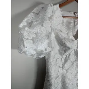 Lilly Pulitzer Citra Floral Embroidered Puff Sleeve Sheath Dress Women 00 White thumbnail 3